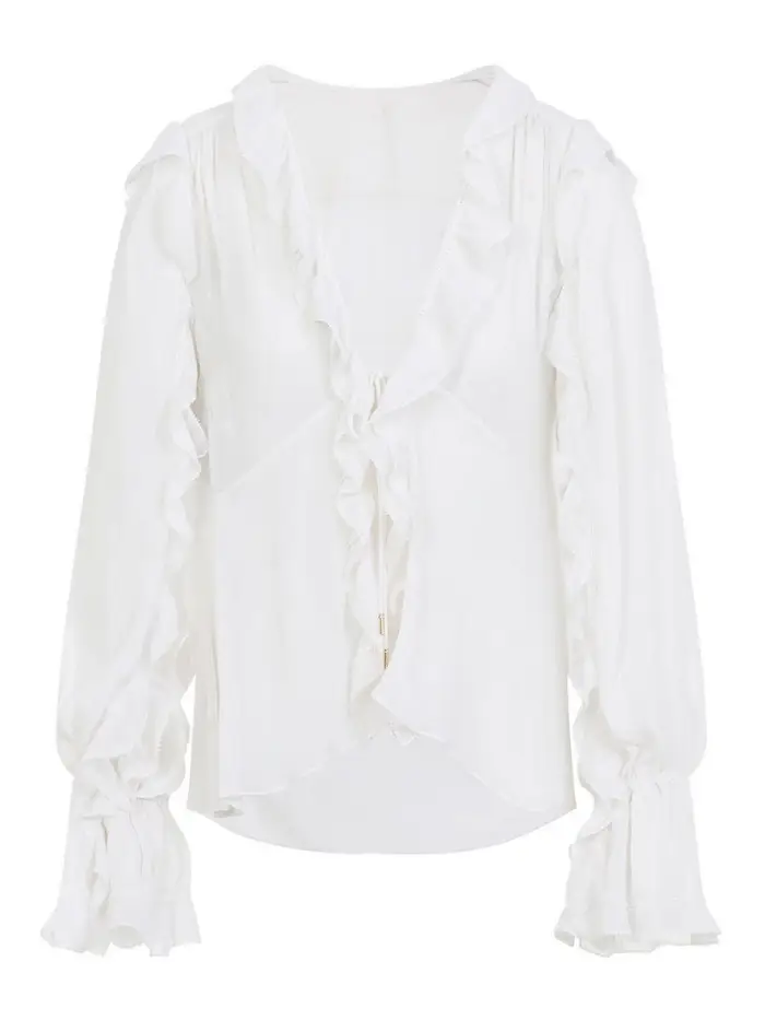 Alberta Ferretti Camicia in creponne Crema