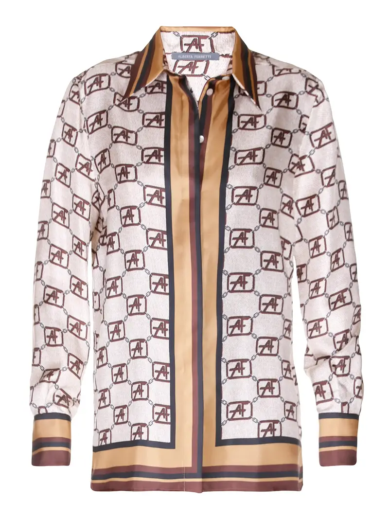 ALBERTA FERRETTI Camicia in seta monogram Beige