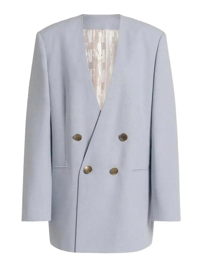 Alberta Ferretti Giacca in tweed doppiopetto Azzurro