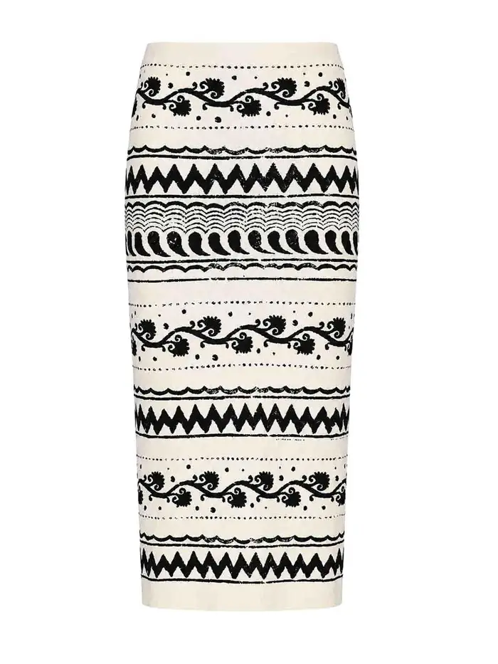 Alberta Ferretti Gonna In Maglia Di Viscosa Jacquard Bianco