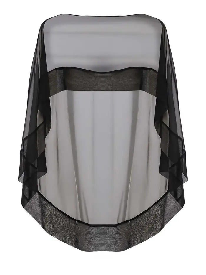 Alberta Ferretti Mantella in chiffon di seta Nero