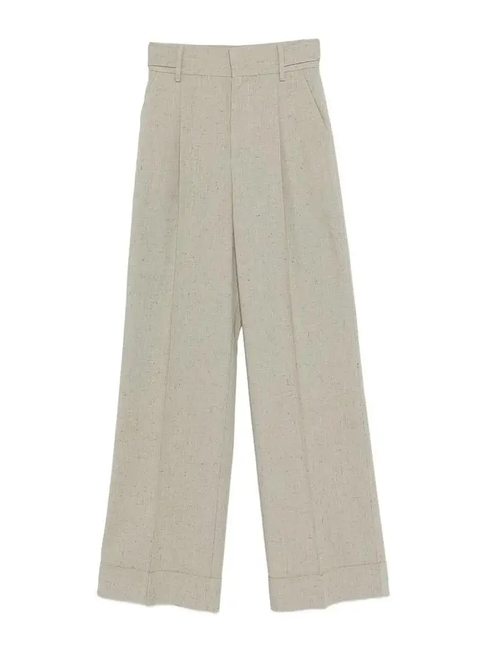 Alberta Ferretti Pantaloni In Lino E Viscosa Verde