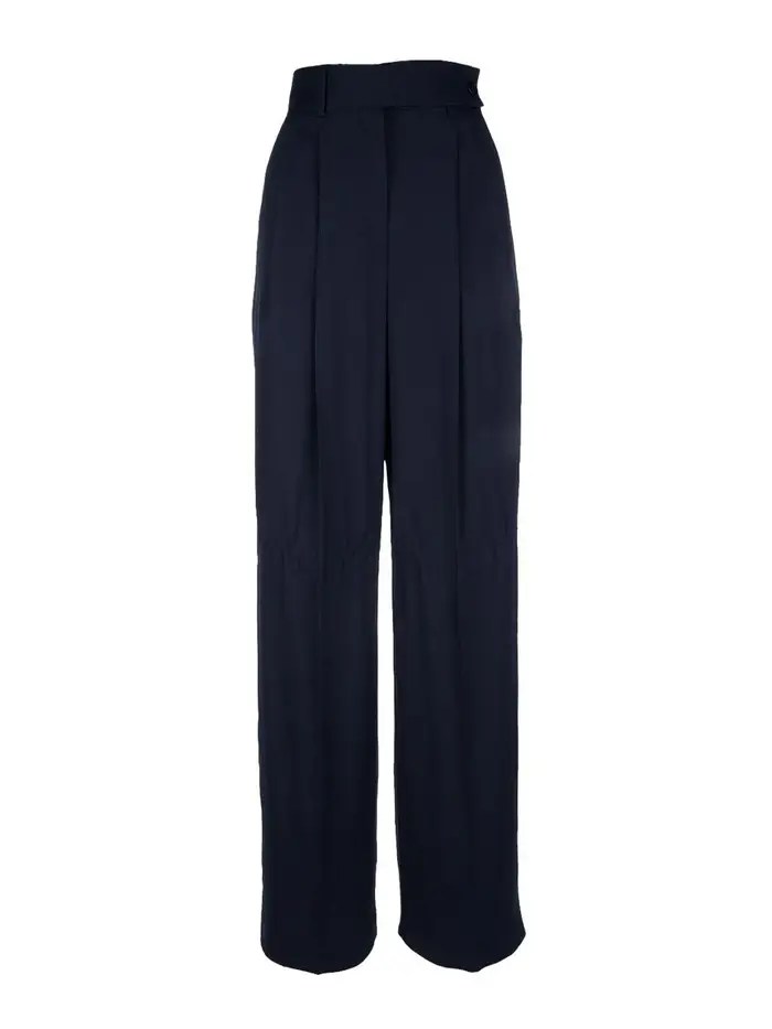 Alberta Ferretti Pantaloni larghi in raso Blu