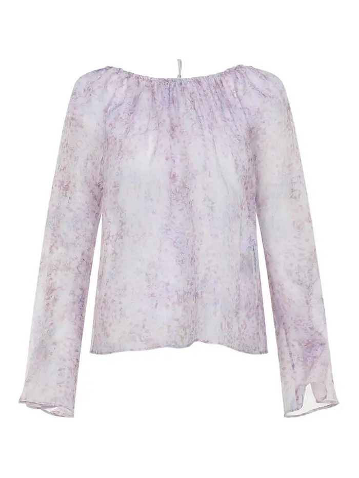 Alberta Ferretti Printed Organza Blouse Viola
