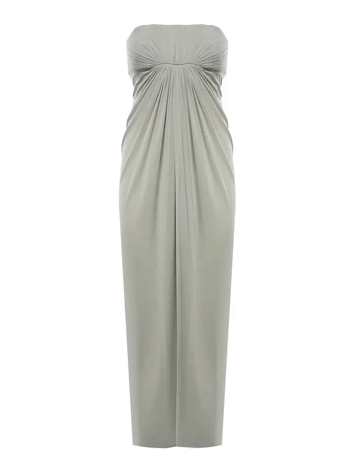 Alberta Ferretti Vestito lungo drappeggiato Argento