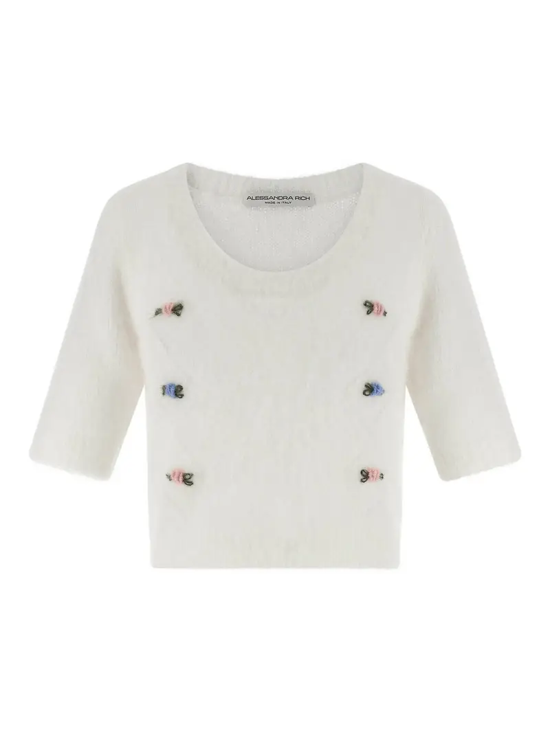 Alessandra Rich Maglione mohair card Bianco