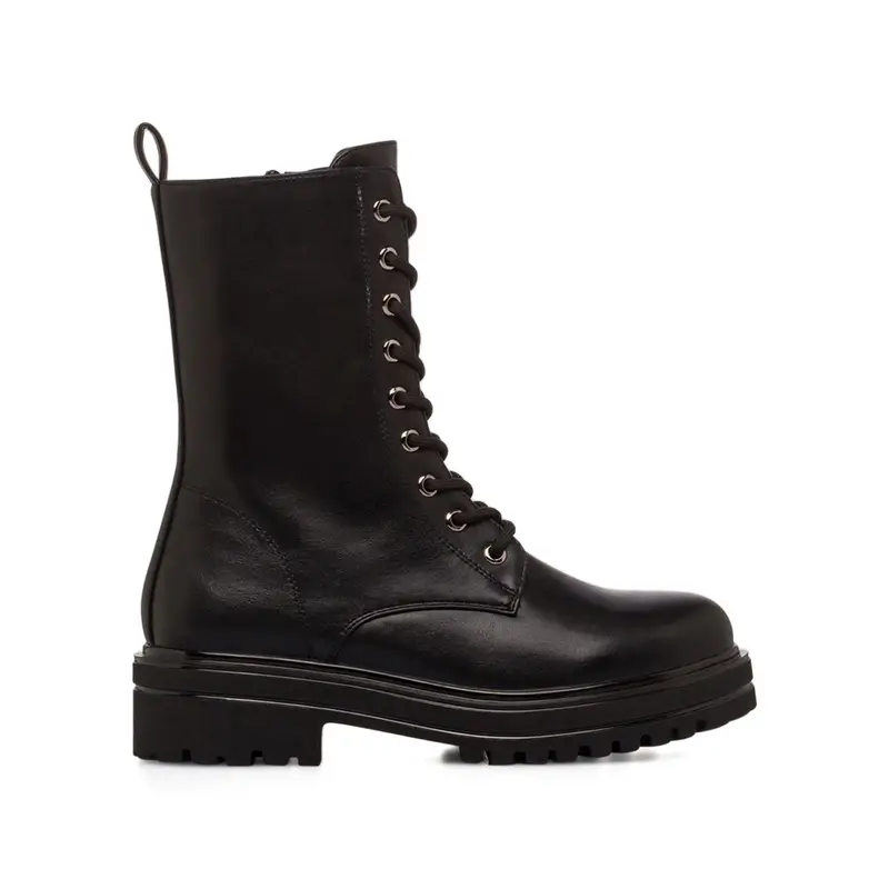 ALESYA Anfibi neri da donna con lacci