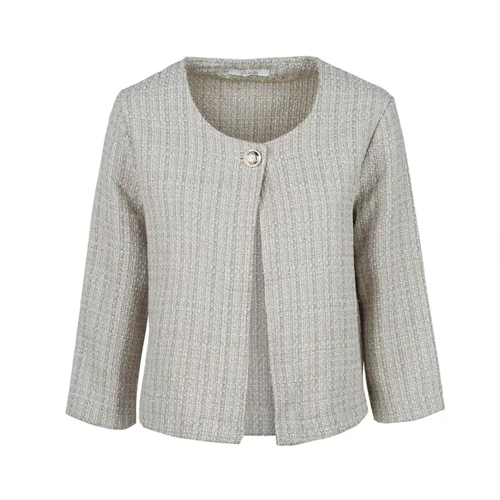 Blazer corto panna Alesya da donna con bottone gioiello
