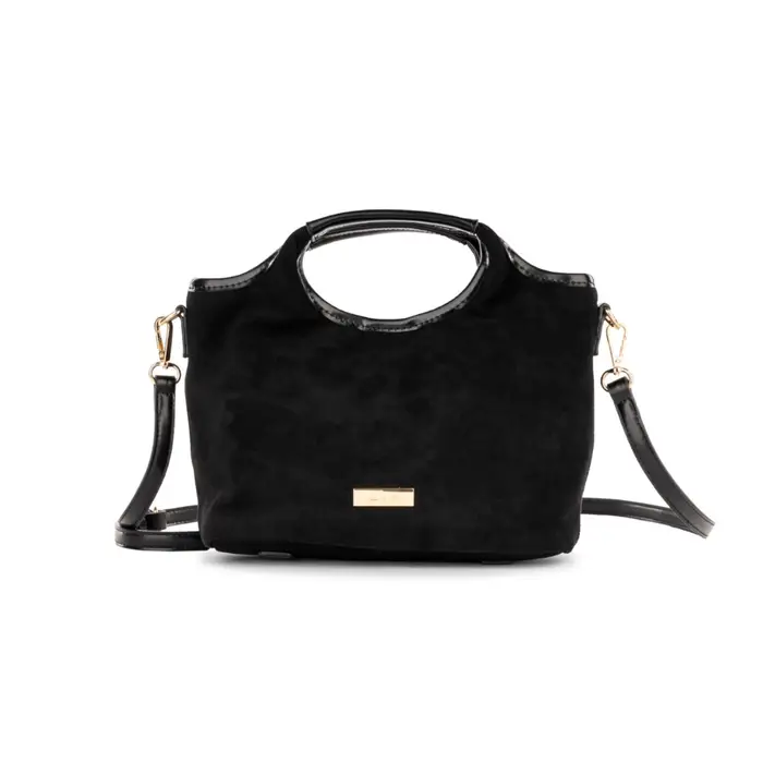 Borsa a mano nera da donna con tracolla removibile