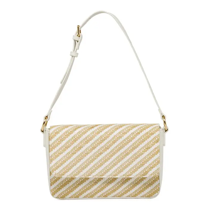 Borsa a tracolla bianca e beige Alesya da donna con patta