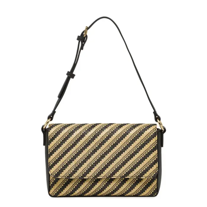 Borsa a tracolla nera e beige Alesya da donna con patta