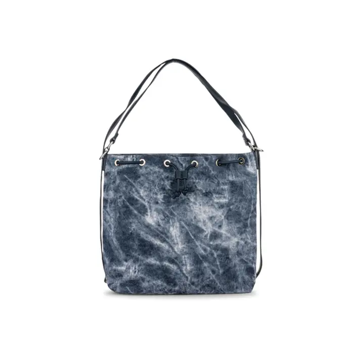 Borsa blu effetto denim Alesya da donna con chiusura coulisse