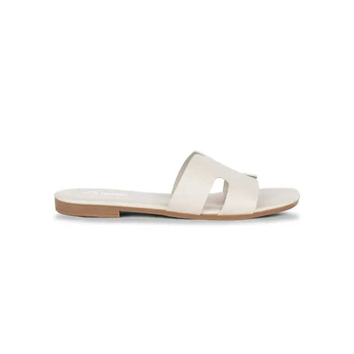 ALESYA Ciabattine a fascia bianche da donna con design ad H