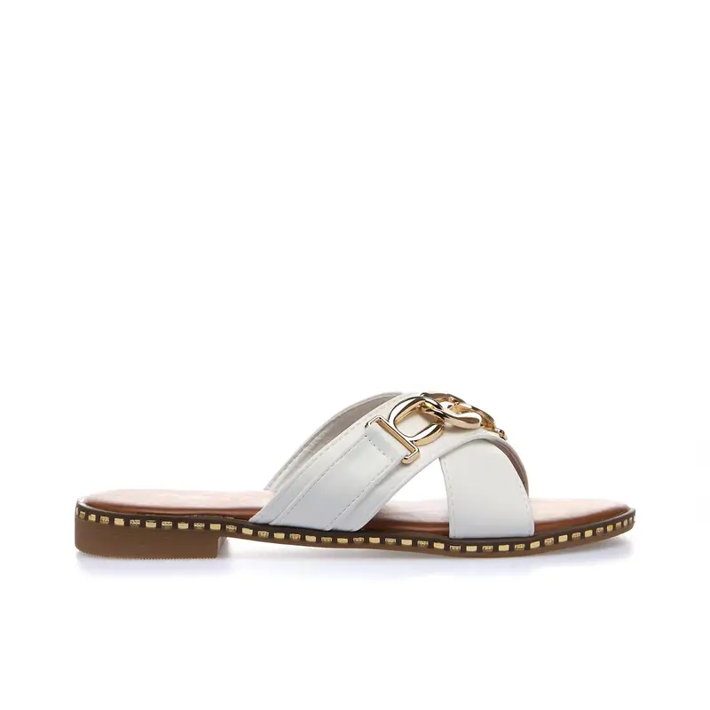 ALESYA Ciabattine bianche con catena