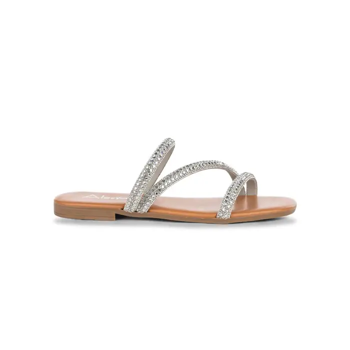 ALESYA Ciabattine da donna argento con strass