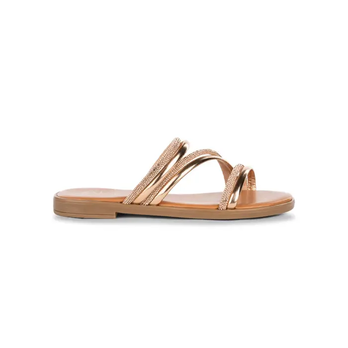 ALESYA Ciabattine da donna color bronzo con strass e cinturini