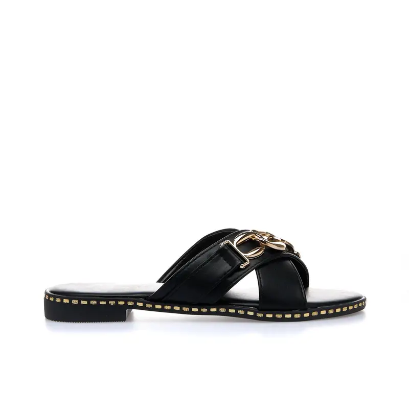 ALESYA Ciabattine nere con catena