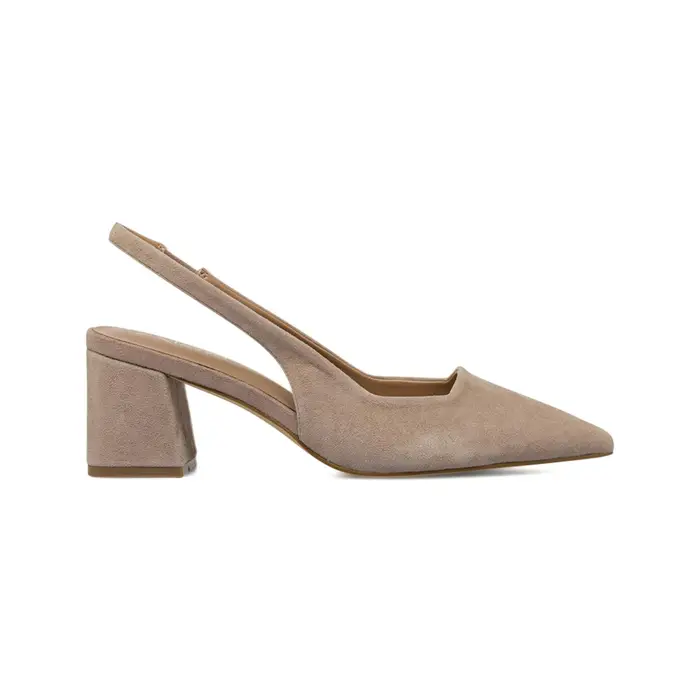 Decolletè slingback Alesya beige da donna in suede a punta e con tacco medio largo