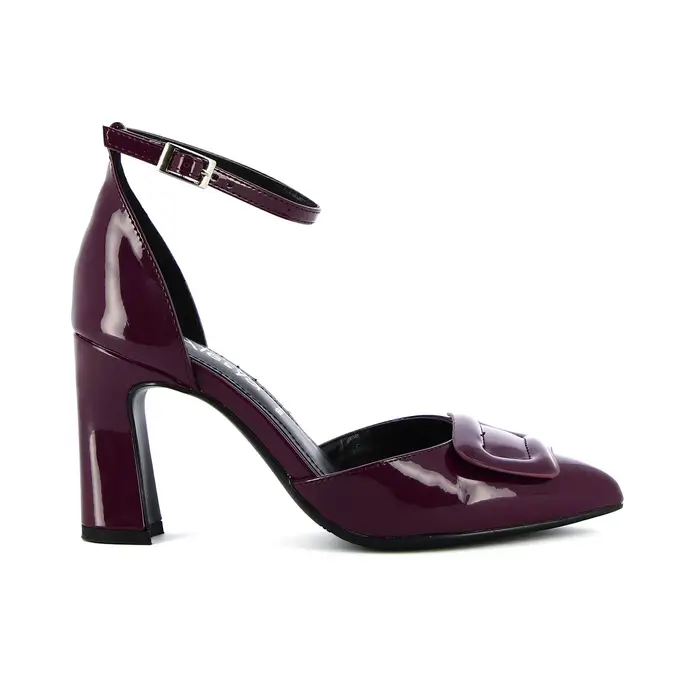 Decolletè viola lucide a punta con tacco alto