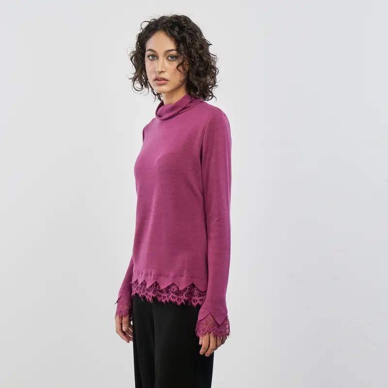 ALESYA Dolcevita fucsia con inserti in pizzo