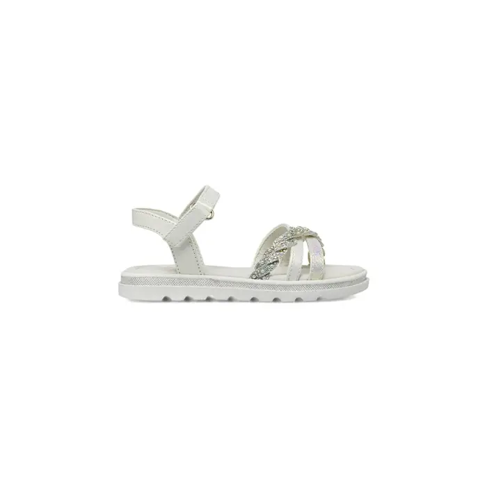 ALESYA GIRL Sandali bianchi da bambina con fascette glitterate e strass