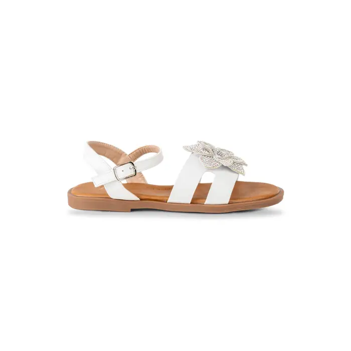 ALESYA GIRL Sandali bianchi da bambina con fiore decorativo e strass