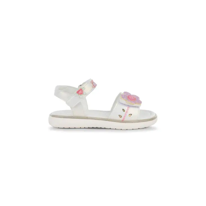 ALESYA GIRL Sandali bianchi da bambina con fiori glitterati e dettagli iridescenti
