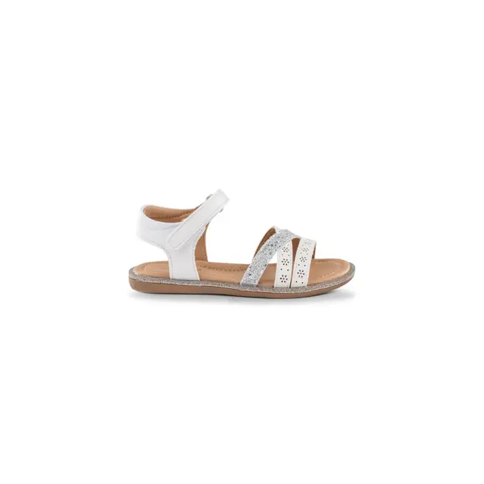 ALESYA GIRL Sandali bianchi da bambina con fiori traforati e fascia glitter