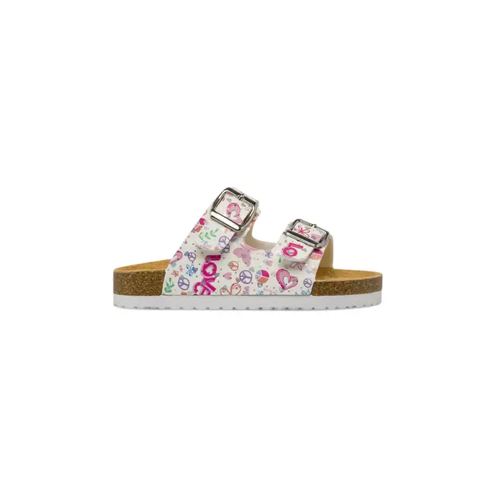 ALESYA GIRL Sandali da bambina bianchi con stampe colorate e doppie fibbie