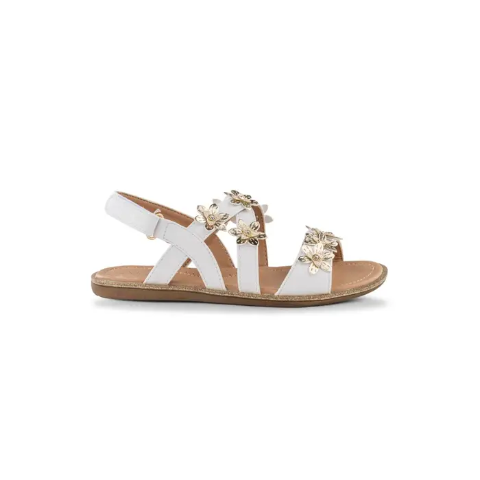 ALESYA GIRL Sandali eleganti bianchi da bambina con fiori oro e glitter