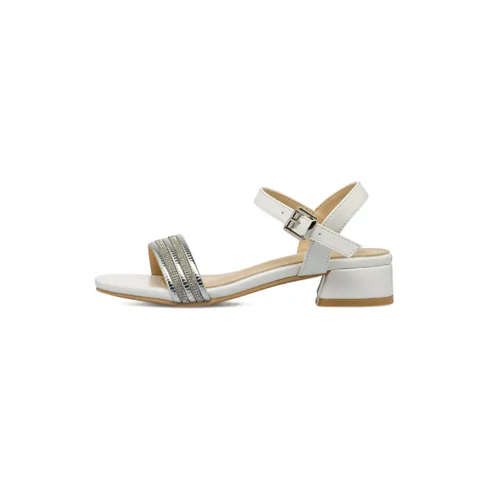 ALESYA GIRL Sandali eleganti bianchi da bambina con strass e tacco basso 3 cm