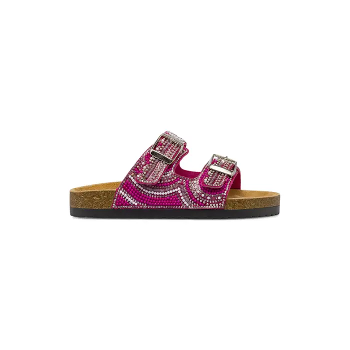 ALESYA GIRL Sandali fucsia da bambina con perline, strass e doppia fascia