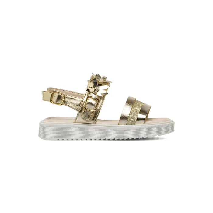ALESYA GIRL Sandali oro da bambina con fiori decorativi e glitter