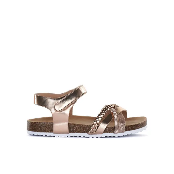 ALESYA GIRL Sandali oro rosa con micro strass e con strappo