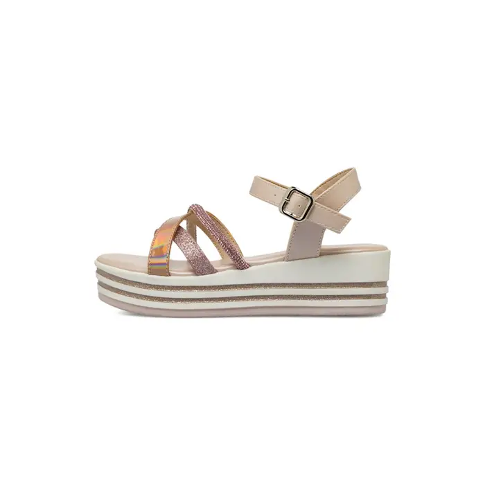 ALESYA GIRL Sandali platform da bambina rosa con strass e glitter