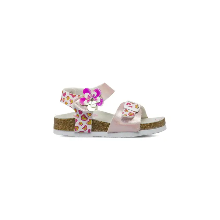 ALESYA GIRL Sandali rosa da bambina con cuori glitter e applicazione floreale