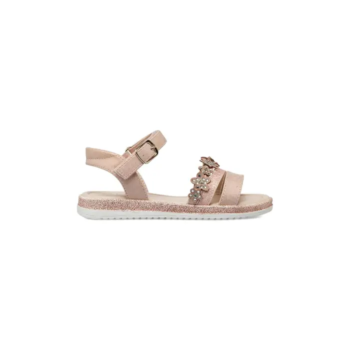 ALESYA GIRL Sandali rosa da bambina con fiori, strass e suola glitter