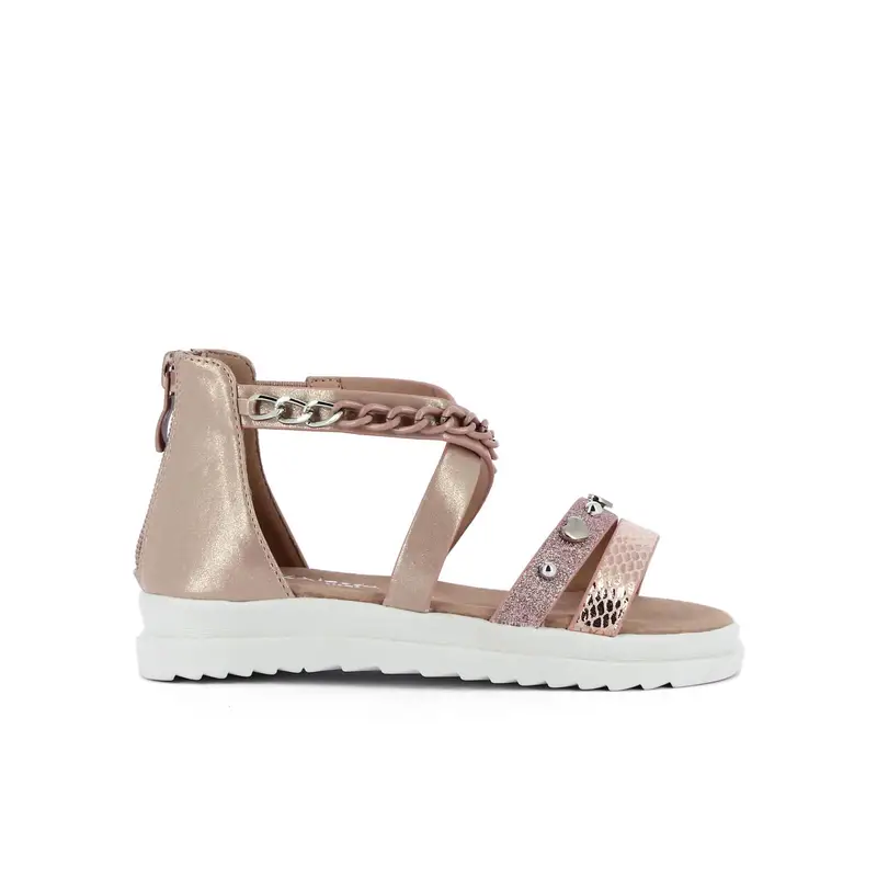 ALESYA GIRL Sandali rosa da bambina con zip posteriore e cinturino glitterato