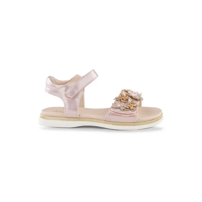 ALESYA GIRL Sandali rosa metallizzato da bambina con farfalle applicate
