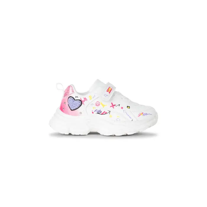ALESYA GIRL Sneakers bianche da bambina con strappo e decorazioni multicolor