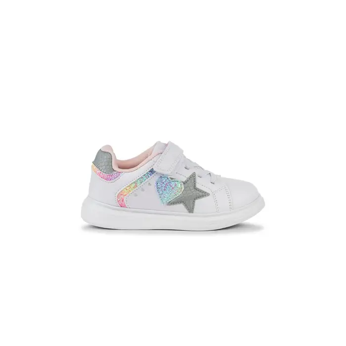 ALESYA GIRL Sneakers bianche da bambina con stella e dettagli glitter colorati