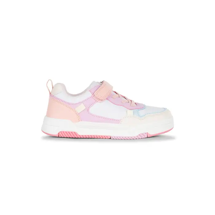 ALESYA GIRL Sneakers da bambina bianche e rosa con chiusura a strappo