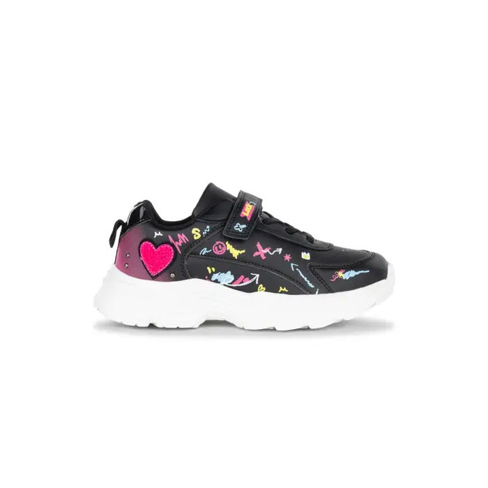 ALESYA GIRL Sneakers nere da bambina con strappo e dettagli colorati