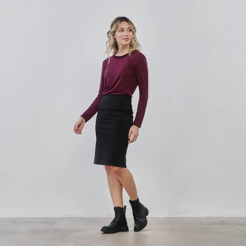 ALESYA Gonna nera corta da donna con strass