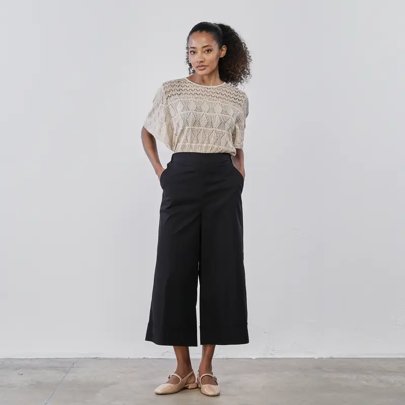 ALESYA Pantaloni cropped neri da donna con tasche