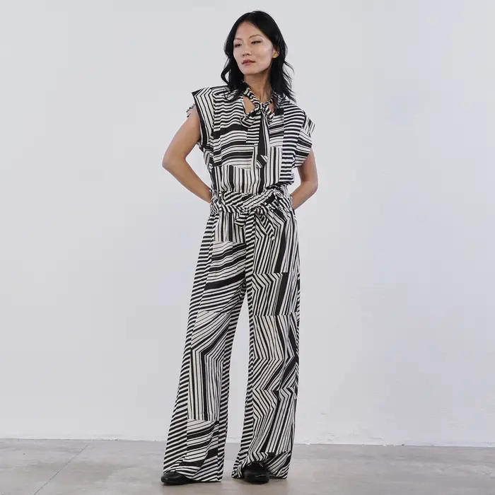 Pantaloni lunghi ampi Alesya da donna in fantasia geometrica