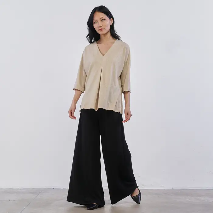 Pantaloni lunghi neri a zampa Alesya da donna con fusciacca