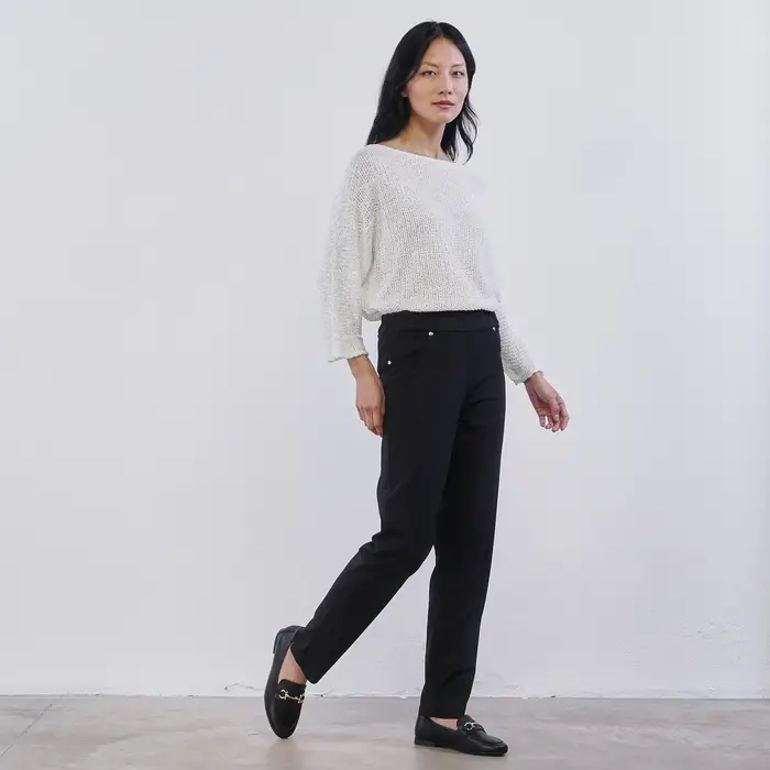 Pantaloni lunghi neri Alesya da donna con fascia elasticizzata in vita