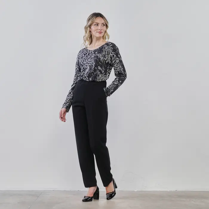 ALESYA Pantaloni lunghi neri da donna taglio dritto con tasche