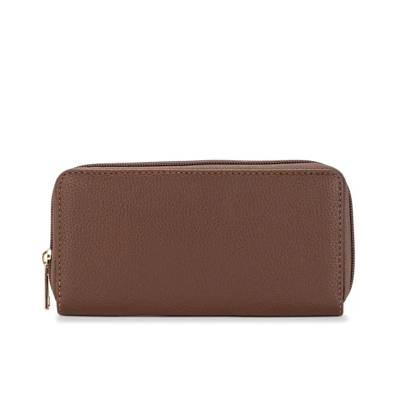 ALESYA Portafoglio orizzontale marrone da donna con zip